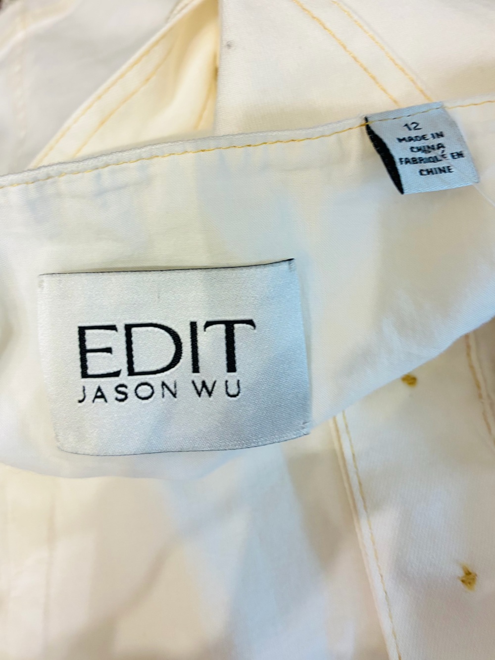 EDIT by Jason Wu Ivory Belted Midi Dress – Gold Buttons – Size 12 - Picture 8 of 8